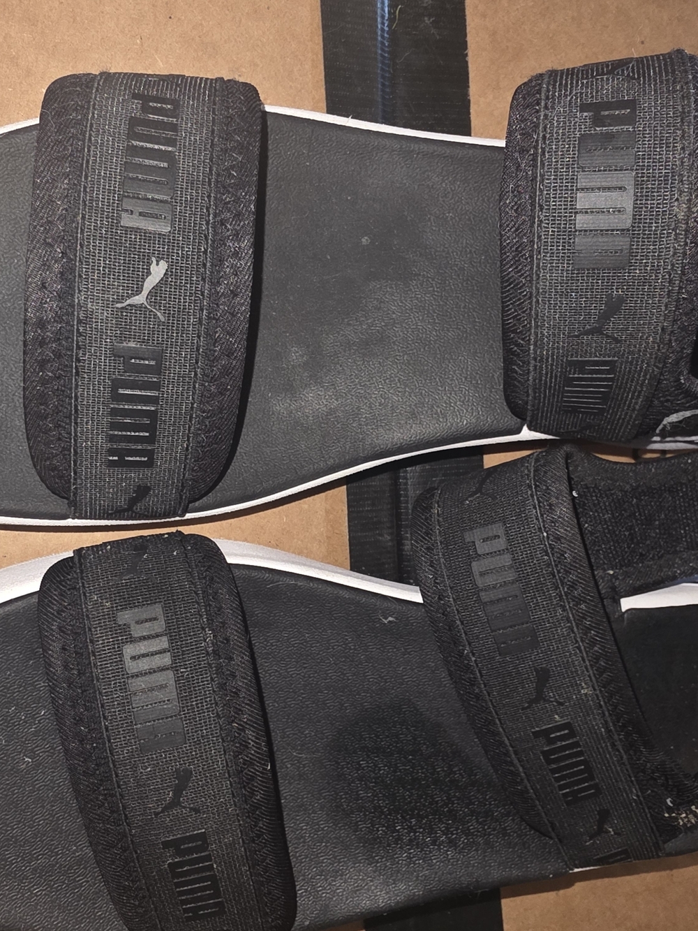 Puma Black Slide Sandals with Logo Straps